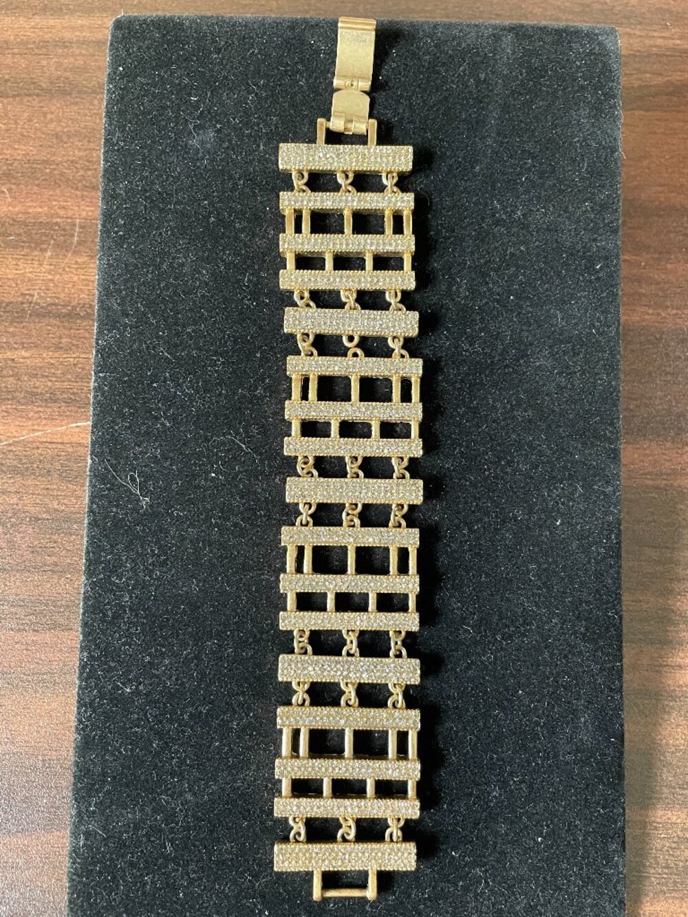 Lia Sophia Gold Tone Rhinestone Cage Bracelet